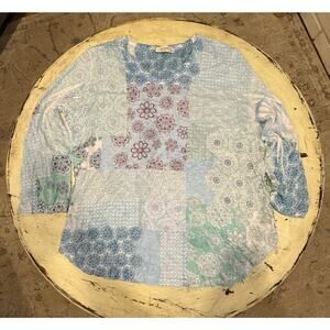 Jess & Jane USA Blue Shirt Size XL Casual Lagenlook Arttowear